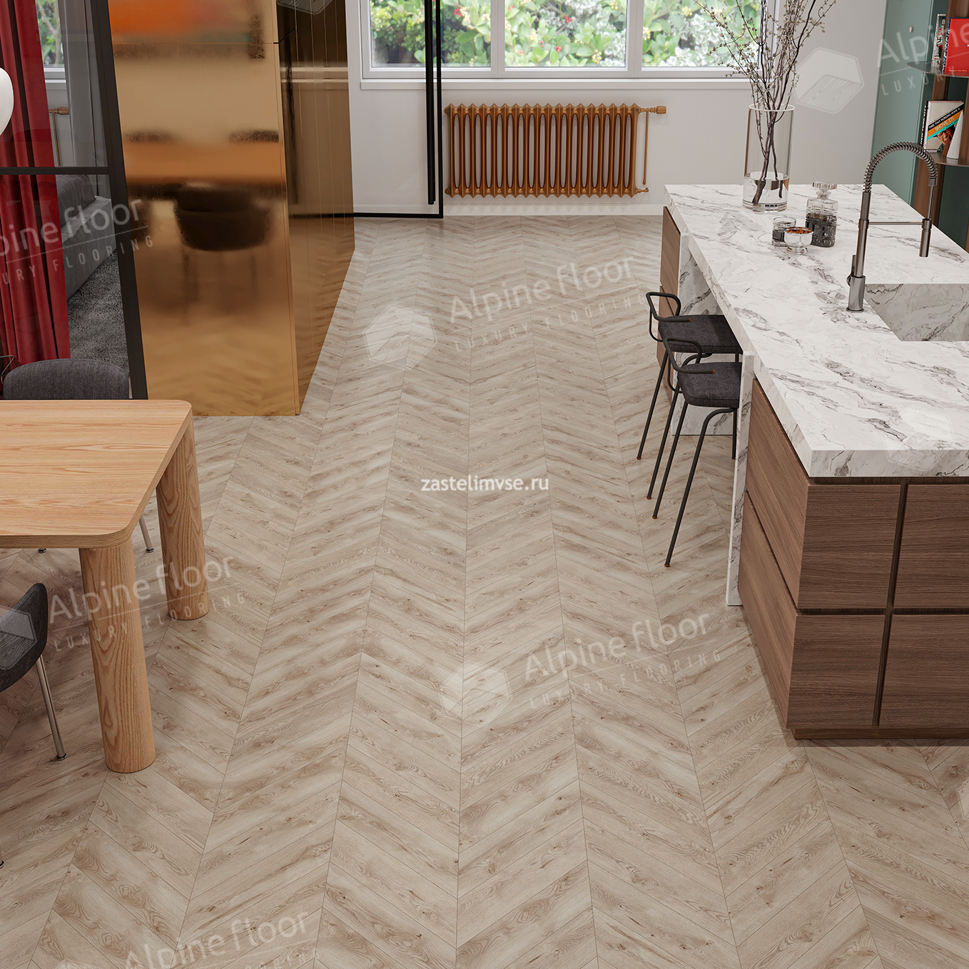 Кварцвиниловый ламинат AlpineFloor Chevron Alpine Гикори Chevron ECO 18-21