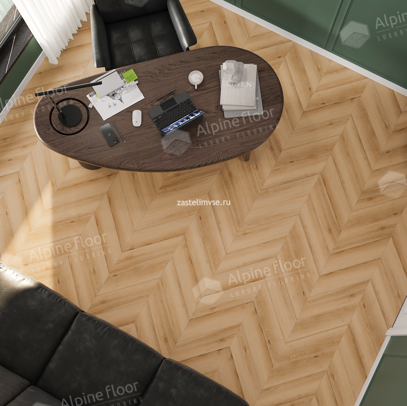Кварцвиниловый ламинат AlpineFloor Chevron Alpine Дуб Самерсет Chevron ECO 18-19