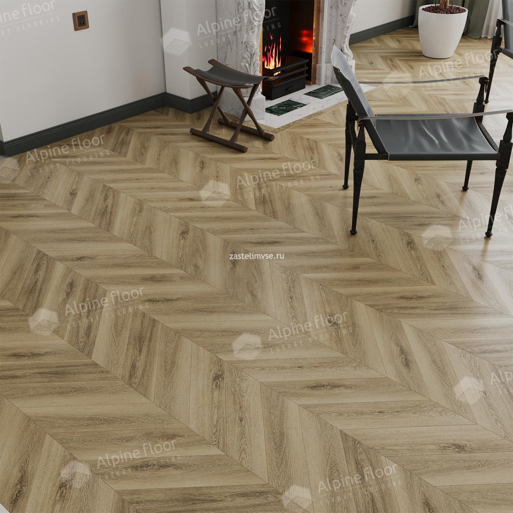 Кварцвиниловый ламинат AlpineFloor Chevron Alpine Вайпуа Chevron ECO 18-14
