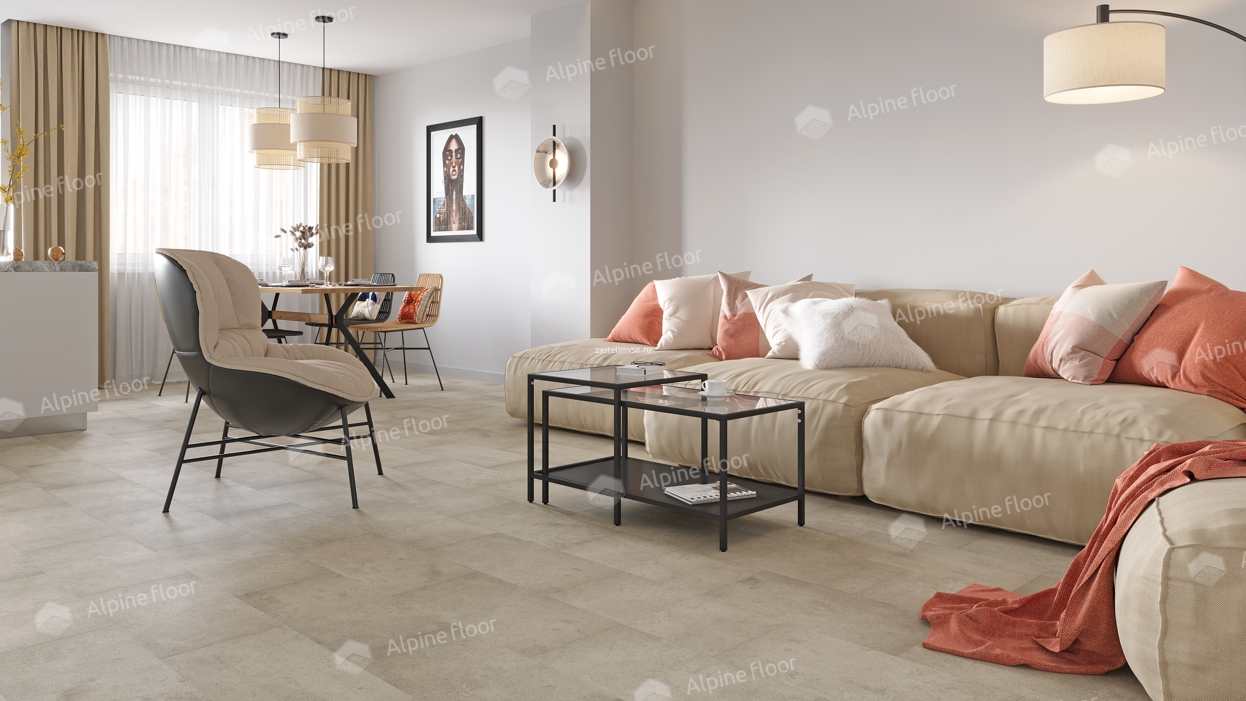Кварцвиниловый ламинат AlpineFloor Stone Mineral Core Зион ECO 4-24