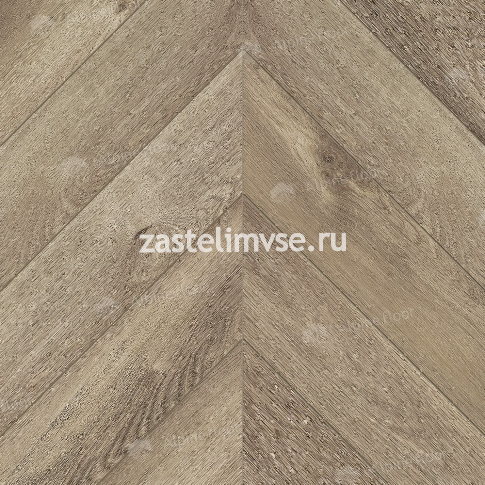 Клеевая LVT плитка AlpineFloor Chevron Alpine LVT Дуб Натуральный Отбеленный Chevron ECO 20-3