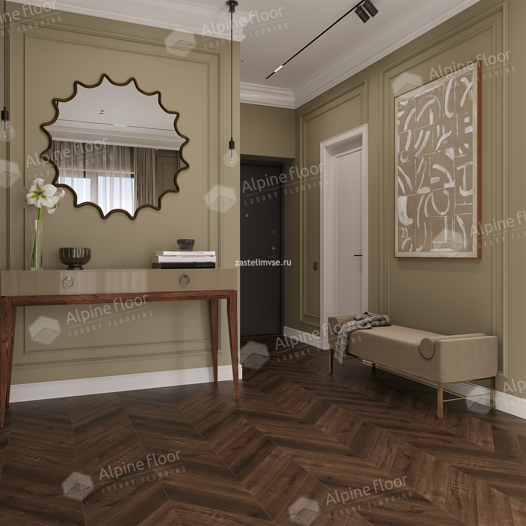 Кварцвиниловый ламинат AlpineFloor Chevron Alpine Дуб Мокка Chevron ECO 18-12